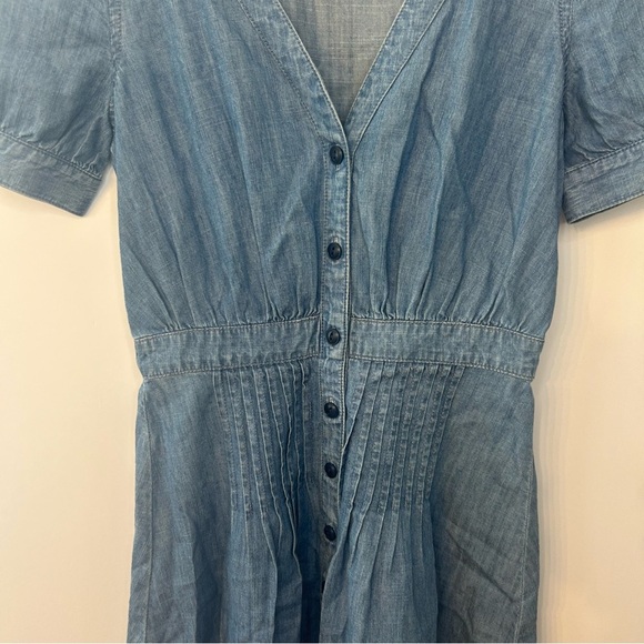 Madewell Denim Daylily Dress, Size 00, Chambray Button Front V Neck Mini Dress - Picture 8 of 13